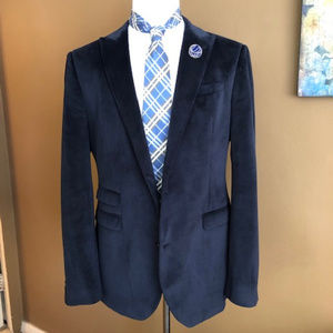 Altamoda Navy Velveteen (Slim Fit) Blazer, 42L